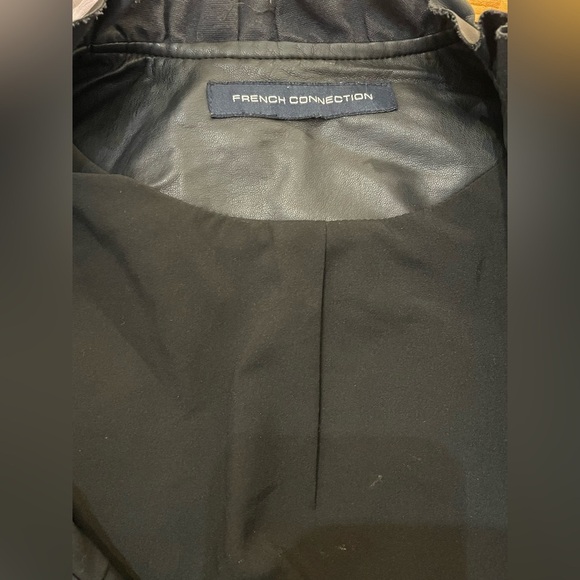 French Connection Brishen PU Frill Edge Faux Leather Biker Jacket Small - Picture 10 of 11